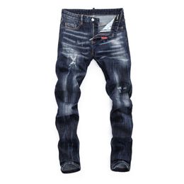 designer jeans 2023 lente en herfst gepersonaliseerde elastische wassing blauwe strakke nachtclub mode grote zak D2 broek