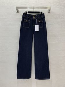 Designer Jeans 2024 Nieuwe Spring Summer Fashion Plamed Straight Pants Merk dezelfde stijl broek Luxe dameskleding 0119-3