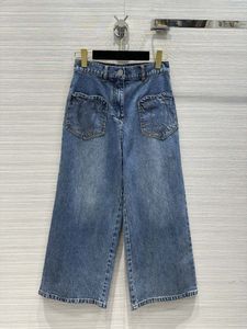 Jeans de diseñador 2024 Nueva moda Primavera Verano Pantalones rectos con paneles Marca Mismo estilo Pantalones Ropa de mujer de lujo 0316-3