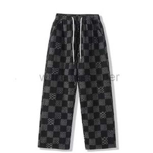 Designer Jeans Autumn Checkboard Jeans Men's Fashion Brand Instagram Losse rechte casual High Street Wide Been Long Pants