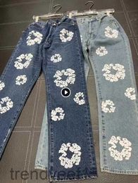 Designer Jeans pantalon denim à fleurs imprimées jeans violets shorts Pantalon streetwear hétéro décontracté hommes et femmes pantalon pour hommes Street Hip Hop