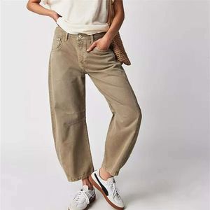 Designer Jeans Designer Jeans Femmes Vintage Mid Taist Ligue large Boyfriend Loose Denim Pantalon Croppé