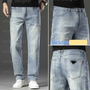 Designer jeans voor heren 2024 lente/zomer nieuwe heren casual broek midden taille veelzijdige los rechte elastische jeans voor mannen luxe herenkleding