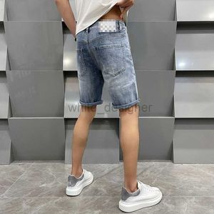 Designer Jeans for Mens 5-Point Jeans Heren Summer Slim Fit Elastic Brand Borduurde Beach Fashion Pants