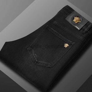 Jeans de designer pour hommes automne-jet nouveau jeans pour hommes élastiques slim fit de qualité pantalon de mode noire européen.