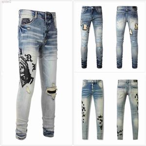 Jeans de créateurs pour hommes Hip Hop High Street Runking Fashion Brand Pantalones Vaqueros para Hombre broderie Close Slim Fit Men Suwt