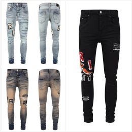 jeans de diseñador para jeans para hombre Pantalón de senderismo Rasgado Hip hop High Street Fashion Marca Pantalones Vaqueros Para Hombre Bordado de motocicleta aa Ajustado 907078806