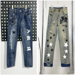 designer jeans voor heren jeans Wandelbroek Gescheurd Hiphop High Street Fashion Brand Pantalones Vaqueros Para Hombre Motorborduurwerk Nauwsluitend A1