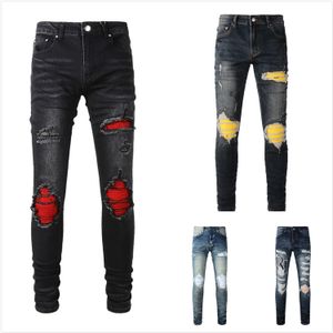 jeans de marque pour hommes jeans pantalon en lin hip hop hommes jeans en détresse déchiré biker slim fit hipster hipster lettre imprimer moto pour hommes broderie P1