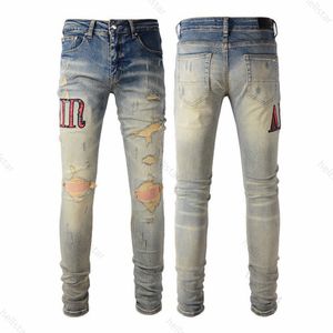 Jeans de designer pour hommes jeans pantalons en lin jean Hip Hop Men Jeans en détresse Biker Slim Fit Motorcycle pour les hommes broderie 119