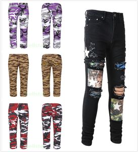 Jeans de créateur pour hommes Jeans pantalons en lin Hip Hop hommes Jeans en détresse déchiré Biker Slim Fit moto pour hommes broderie