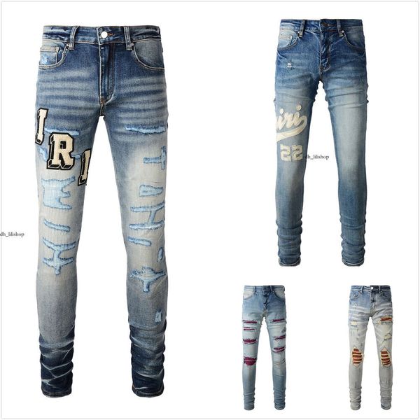 Jeans de designer pour hommes jeans pantalons en lin jean Hip Hop Men Jeans en détresse Biker Slim Fit Motorcycle pour les hommes broderie 145