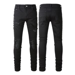 Jeans de designer pour hommes jeans pantalons homme massif skinny rip denim biker étoile peinture pantal