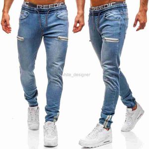 Designer jeans voor heren denim stof stof casual mat zipper design sport mode casual jeans heren broek