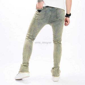 Jeans de créateurs pour hommes New Men's Jeans Nostalgic Trendy Wear Out Slim Fit Elastic Men's Pantal Trend Fashion Pant