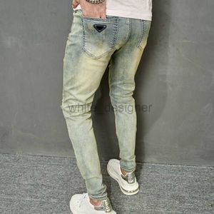 Designer jeans voor heren nieuwe heren slanke fit elastische kleine rechte been jeans gepersonaliseerde mode heren broek trend mode pant
