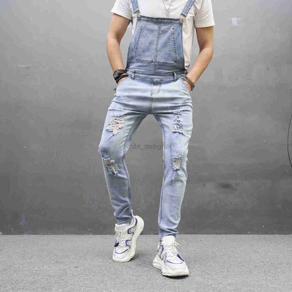 Jeans de diseñador para hombres nuevos para hombres Correa de hombro perforada Pantalones pequeños Jeans juveniles