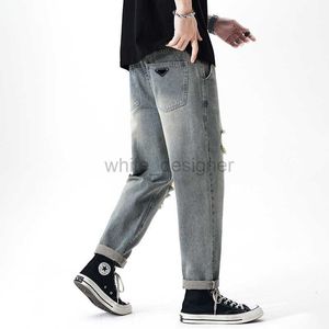 Designer jeans voor heren nieuwe stijl gescheurd rechte poot jeans voor mannen in het voorjaar van 2024 luxe herenkleding