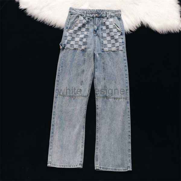 Jeans de créateurs pour hommes Old Patchwork Checkerboard Jean pour hommes à volants Handsomé de rue Explosive