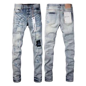 Jeans de designer pour pantalon pour hommes Purple Personnalisez les tendances en détresse du motard déchiré de slim fit mans empilé hommes baggy holezql2e1l3