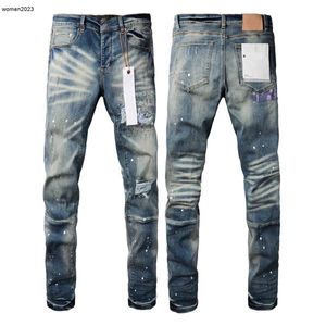 jeans de créateur pour pantalons pour hommes jeans violets Jeans pour hommes Jeans déchirés en détresse Biker Slim Fit Motorcycle Mans jeans de jogging empilés Jan 27