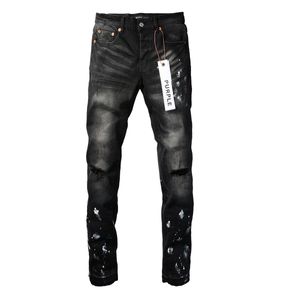 Jeans de designer pour pantalon pour hommes en jean violet jean violet personnalisez les tendances en détresse du motard en détrempe noire slim fit man