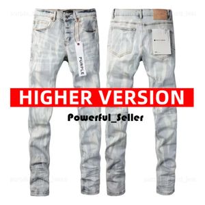 Jeans de designer pour pantalon pour hommes en jean violet jean pourpre jeans masculine tendances ruine détressée biker mince moto empilé jeans 5406