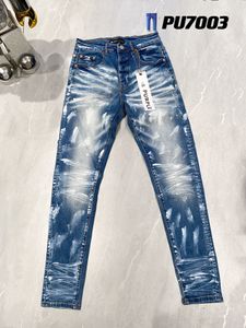 Jeans de designer pour pantalon pour hommes jeans pourpre jeans pourpre jeans masculins tendances en détresse du motard noire détressé