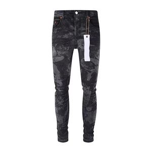 Designer jeans voor heren broek paars jeans slim gescheurd gat brief topkwaliteit merk hiphop denim broek 229