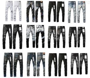 Designer Jeans voor Heren Broeken Paars Paarse Jeans Aanpassen Trends Distressed Black Ripped Biker Slim Fit Mans Stacked Men Baggy Hole YS YS14