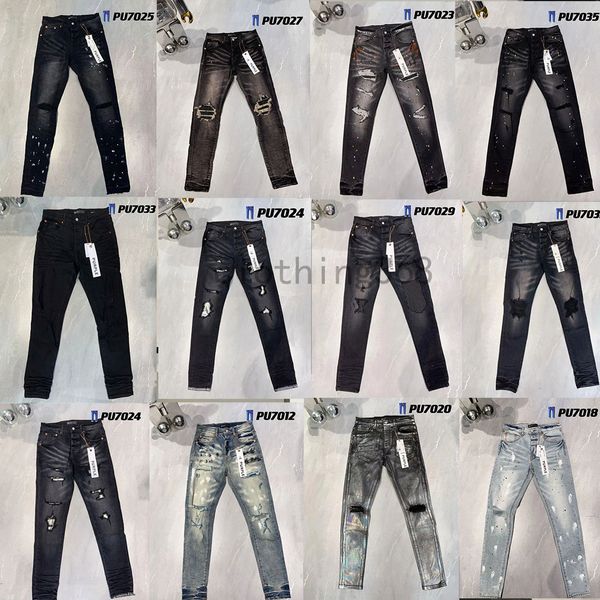 jeans de créateur pour hommes jeans violets marque pantalons longs trou jeans homme sortir pantalon jeans noir hip hop rap jeans confort denim larmes jeans lettre motif impression jeans