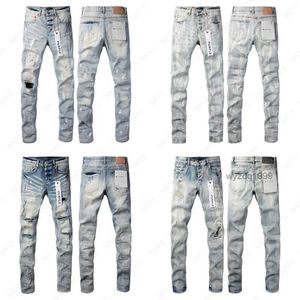 Jeans de créateurs pour hommes en jean pourpre jean High Street Denim TrantEur Europe et les États-Unis Fashion Tide Fit Hole Hip-Hop Slim Jean Pantsdasg