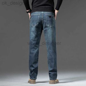 Designer Jeans for Mens Spring Nostalgic Blue Business Commute Elastic Oversized Rechte Leg Denim Pants voor lente herfst seizoenen luxe herenkleding Kl8762