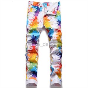 Designer Jeans for Mens Trendy Style White Digital Printed Casual Men's Floral Pants Fashion Pant