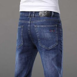Designer jeans voor heren gewassen forens casual blauw midden taille elastische katoenen jeugd jeans broek heren mode modebroek