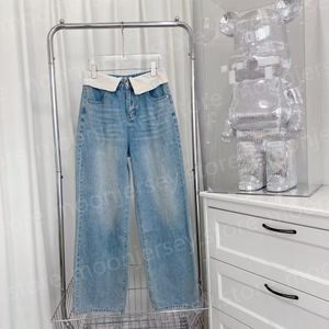 Jeans de créateur pour femmes, pantalons à jambes droites, couleurs contrastées, à la mode, cadeaux de noël, 24815