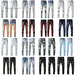 Jeans de créateurs Jeans de haute qualité pour hommes Jeans de créateurs de luxe cool Jeans déchirés et déchirés moto noir bleu Jeans Slim Fit moto el23105