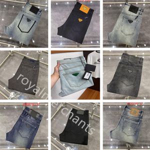 Jeans de diseñador Hombres y mujeres p jeans mujeres pantalones largos apilados Rasgados High Street Jeans Retro Paint Spot Patch Hole Denim Streetwear Pies Micro pantalones elásticos