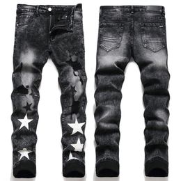 Designer jeans hommes jeans noirs pour hommes Luxurys Designers Jeans Distressed Mode Hommes Broderie Patchwork Déchiré Pour Tendance Marque Moto Pantalon Hommes Pantalon Maigre