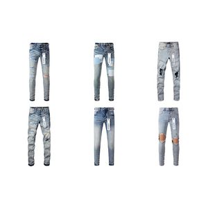 Designer jeans herenmode versleten gescheurd high-end kwaliteit rechte retro broek echte topkwaliteit motorbroek luxe jeans hiphop streetstyle katoen