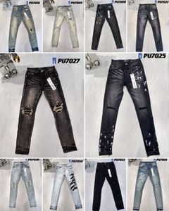 Jeans de diseñador jeans para hombres para hombre Jeans morados pantalones de mujer jeans ksubi High Street Retro Paint Spot Pies delgados Micro Jeans elásticos Hip-hop Zipper Hole jeans de talla grande