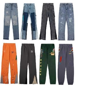 jeans de créateurs hommes pantalons de jeans pour femmes et hommes jeans de rue rétro éclaboussés d'encre graffiti montage street wear pantalons de jeans unisexes taille S-XL