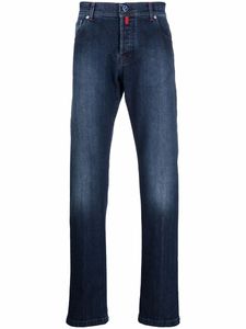 Дизайнерские мужские джинсы Kiton, потертые прямые джинсы с двумя боковыми карманами с прорезями, весенне-осенние длинные мужские брюки, новый стиль, джинсовые брюки из смягчителя