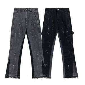 Designer Jeans Men Pants voor vrouwen en retro high street spattende inkt graffiti montage slijtage unisex maat s-xl y7l1