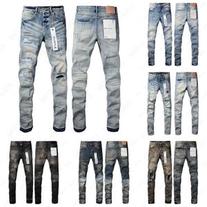 Designer Jeans Men Purple Denim pantalon Ruine Pantal
