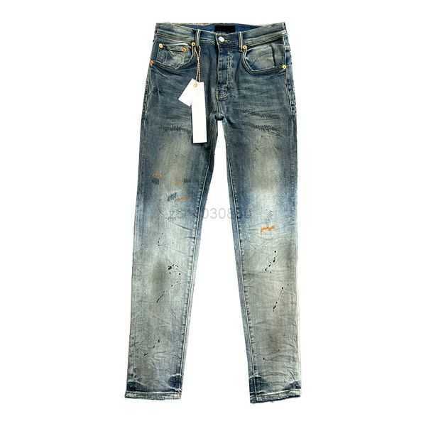 Jeans de créateurs hommes jeans violets pantalons femmes jeans ksubi violets High Street violet rétro tache de peinture pieds minces micro jeans élastiques hip-hop fermeture éclair amirs jeans 14 72WY