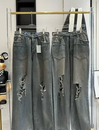 Designer Jeans Herenjeans Ba lenciaga's zomer versleten versleten jeans losse high street lente en zomer lange broek