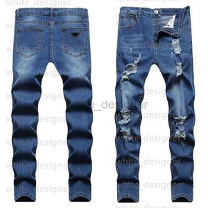 Designer jeans heren jeans regelmatig fit gestapelde patch bedroefd vernietigde rechte denim broek streetwear kleding stretch patch denim rechte poot jeans