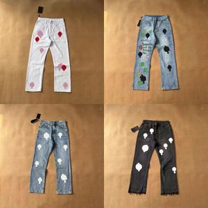 Designer Jeans Heren Heren Make Old Washed Hearts Chrome Rechte Broek Hart Letter Prints voor Dames Heren Casual Lang Styleks8w #