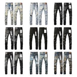 Designerjeans, paarse herenjeans, denim designerjeans, noodlijdende modieuze broek, hoogwaardig design, motorfiets retro casual broek, gewassen oude jeans